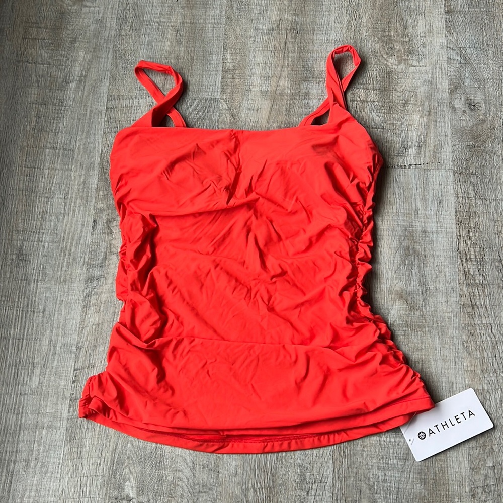 Athleta pink square neck tankini top.